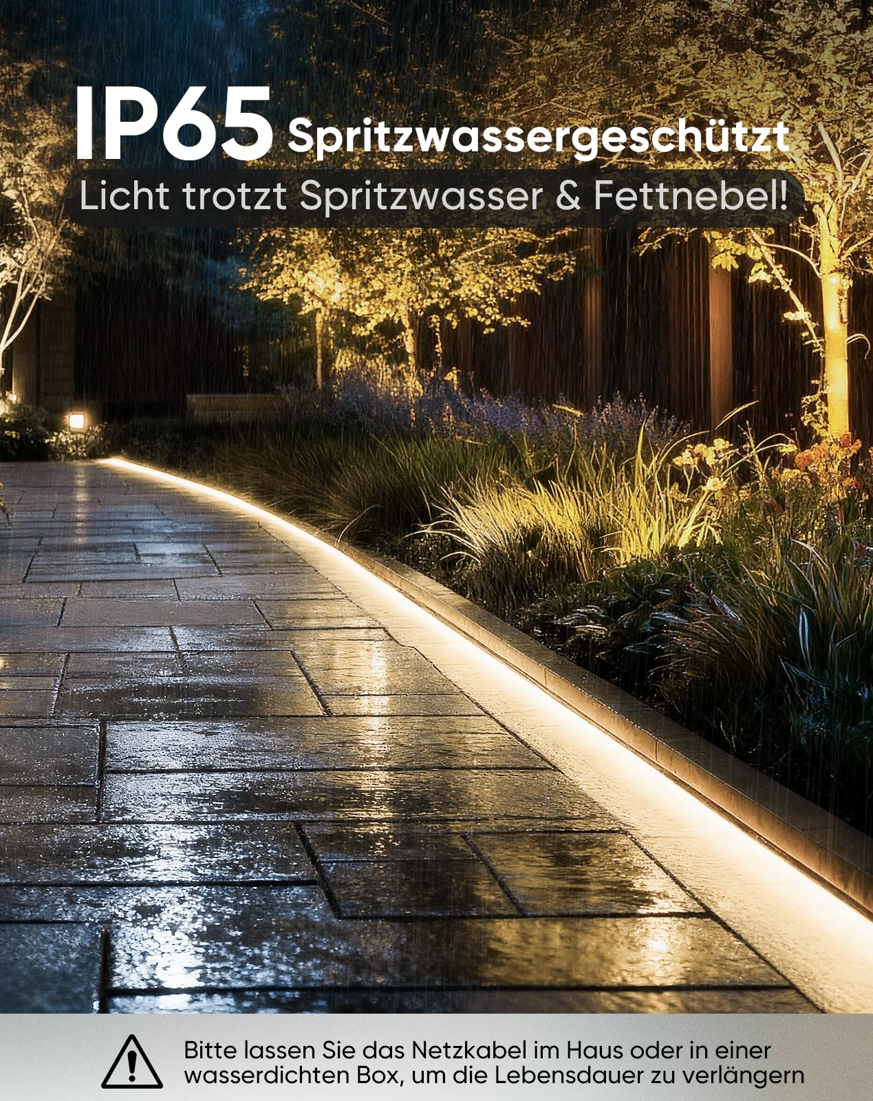 230V LED Streifen Aussen, SMD 2835 IP65 Wasserdicht, Bande LED Durchsichtig 1200LM Ohne Trafo Flexible Kürzbar für Zimmer und Außen Dekoration Beleuchtung, 4000K Neutralweiß, 10m