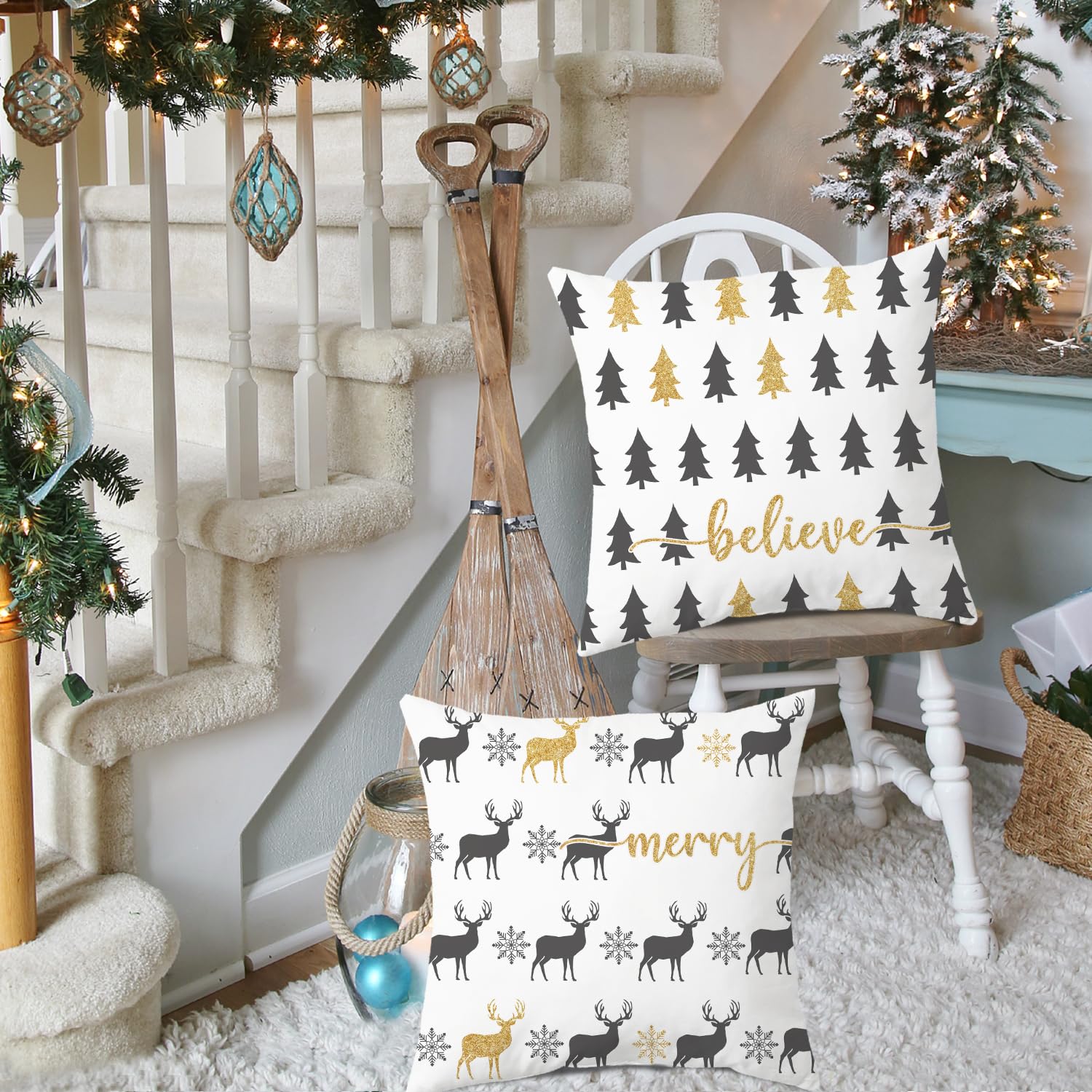GEEORY Funda De Almohada Con árbol De Navidad De 12 X 20 Pulgadas