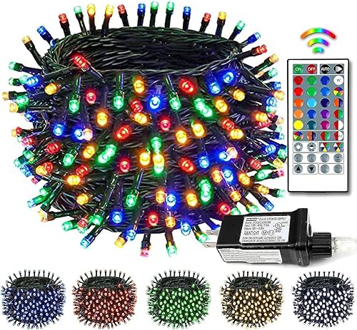 Serie de luces azules extra largas de Navidad para interiores y exteriores 95 pies 29 metros 240 led impermeable 8 modos luces de alambre verde