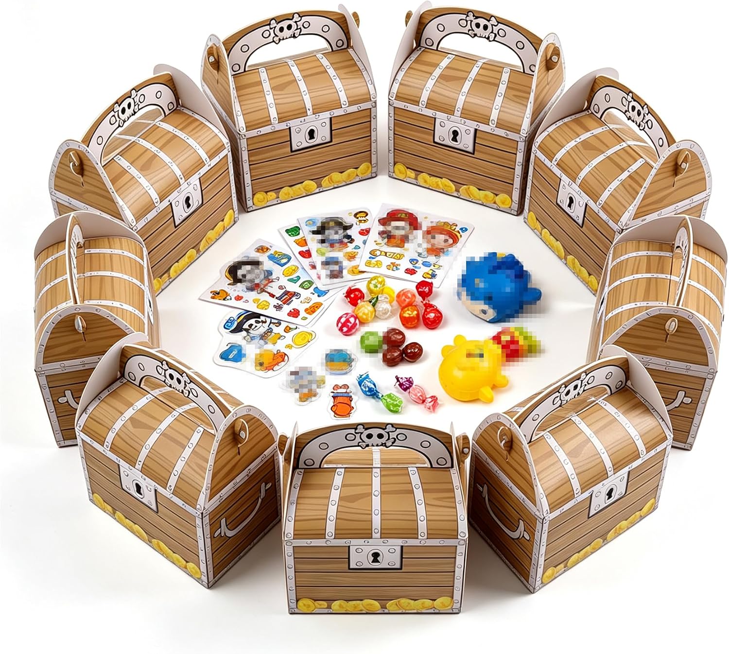 SHISHUAN 8 pcs Pirate Treasure Chest Treat Paper Cardboard Box ardboard Halloween Candy Decoration Box Christmas Gift Boxes for Game Theme Party Christmas Supplies image 3