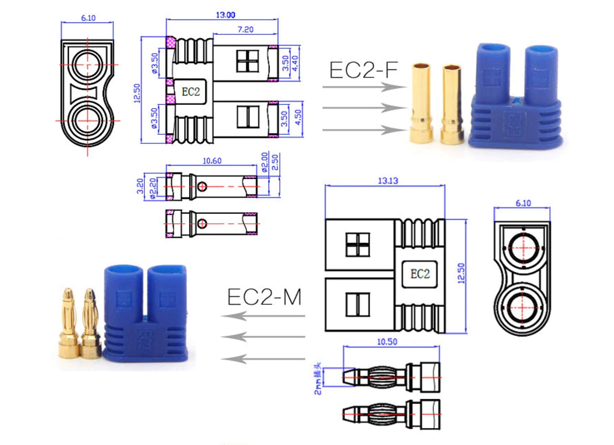 VUNIVERSUM Originele XT60H gouden stekker mannelijke vrouwelijke stekker bus incl. 15cm 12AWG 3.31mm² kabel hoge stroom Lipo batterij adapterkabel modelbouw (2 x paar