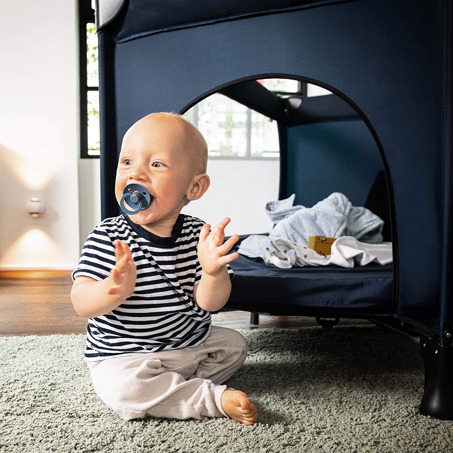 hauck Lettino Neonato Da Viaggio Dream N Play Plus - Set XXL Con Materasso, Tenda Gioco e Zanzariera - Culla Da Campeggio Pieghevole Con Borsa e Ampia Apertura - (Navy Blau)