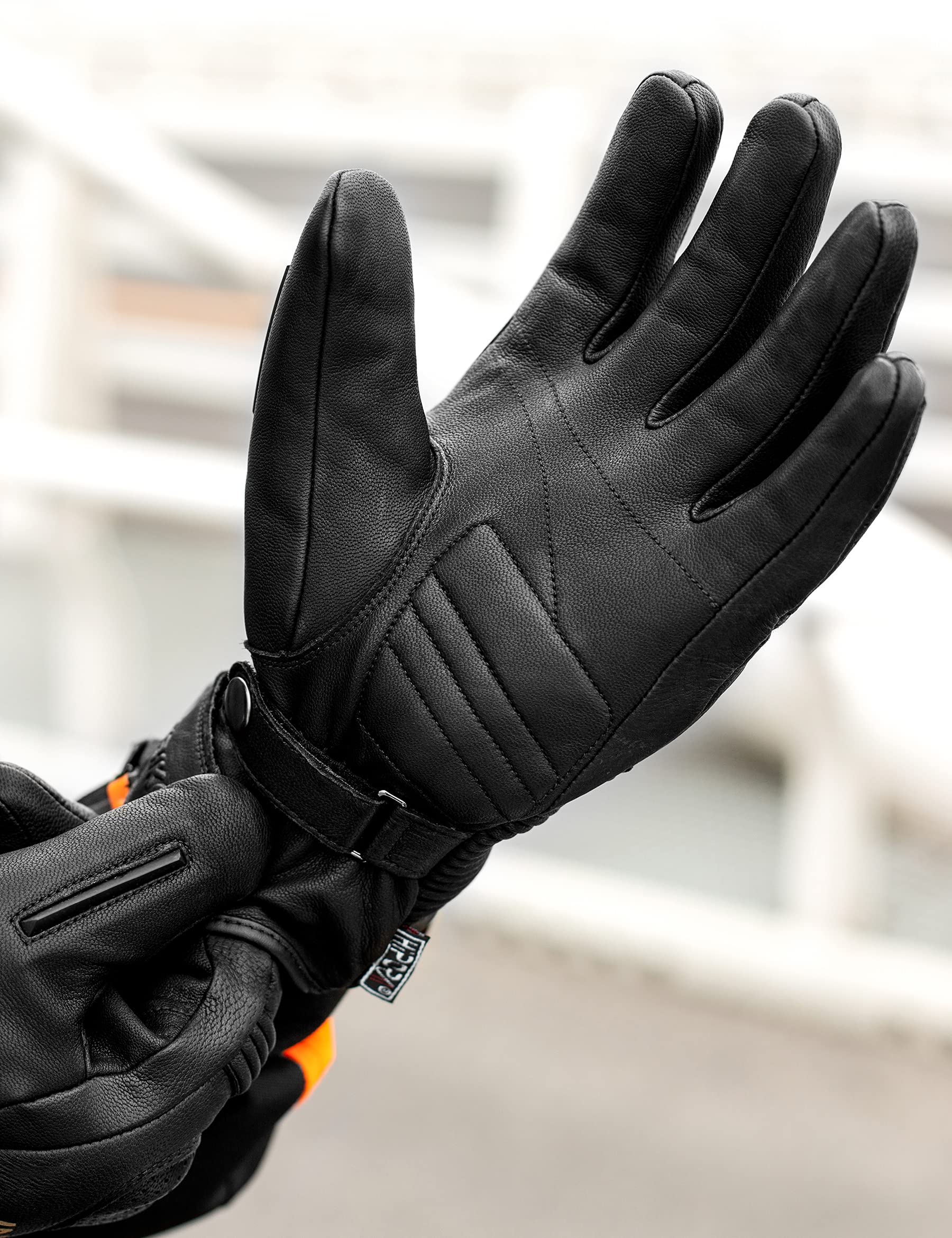 INBIKE Gants Moto Homme Hiver Chauffants 100% Cuir Coqués Protection pour Moto Cross Scooter Chauds Coupe-Vent Respirant Imperméables
