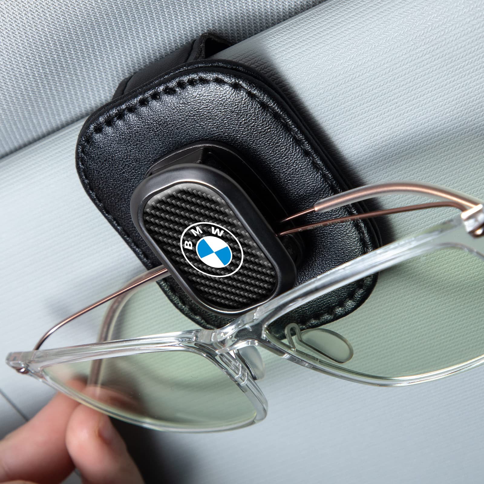 Sespac Sunglasses Holder, Leather Glasses Holders Compatible with BMW Series Car Sun Viso…