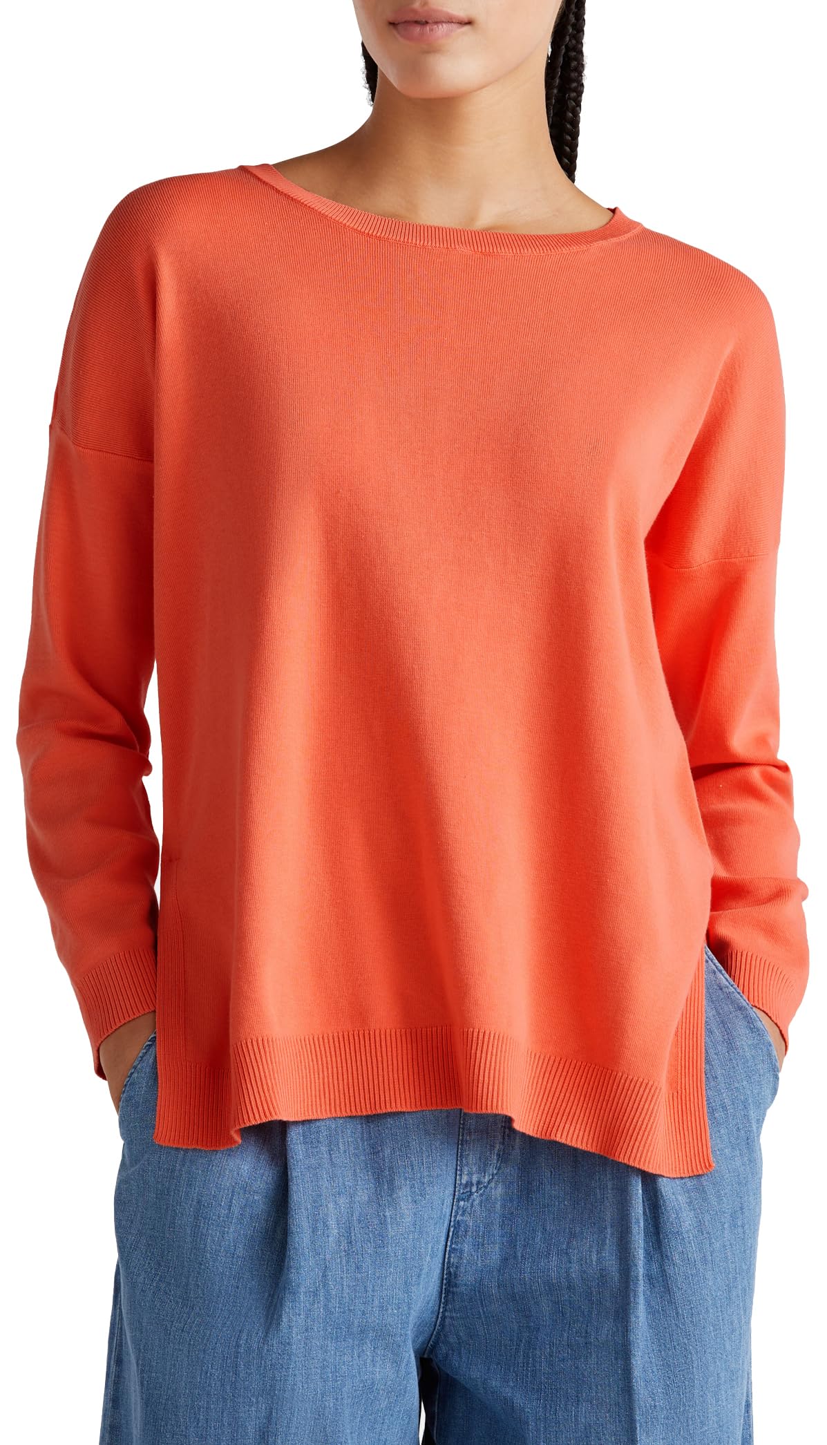 Pull Femme Orange à Col Dégagé - United Colors of Benetton