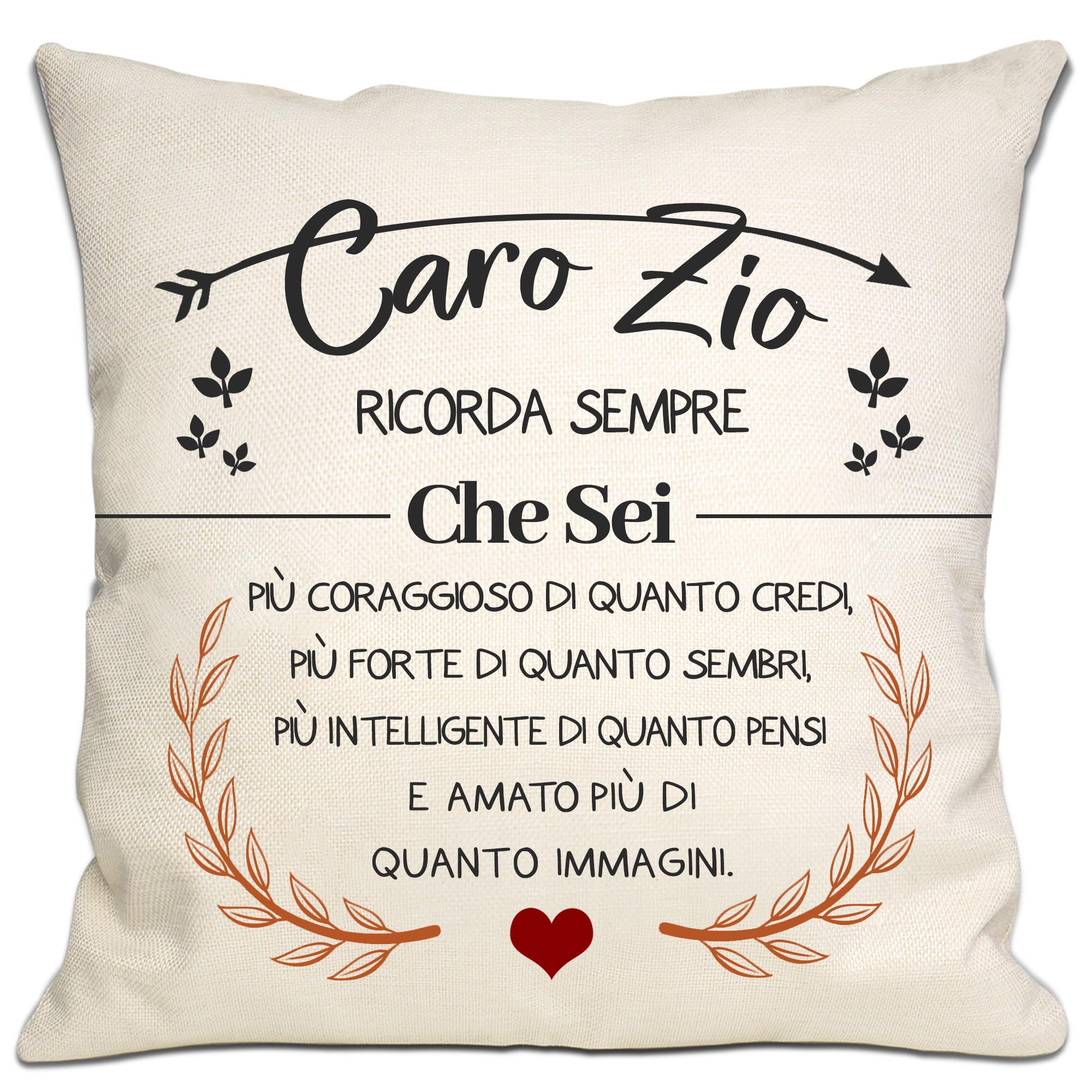 Bommex Caro Zio Sei più coraggioso di quanto credi Copricuscini per lo zio da parte di nipote e nipotina regalo d'ispirazione per il caro zio regalo di Natale per la festa del papà(Caro Zio-1)