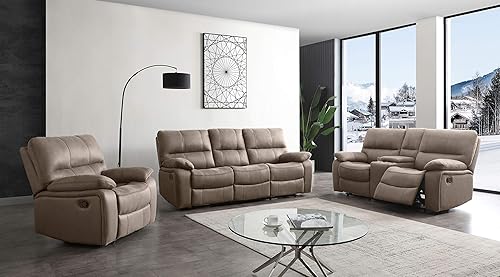 Miniatura 25 de Betsy Furniture Juego de sofá reclinable de microfibra para sala de estar 8007 (gris, sofá+sofá biplaza) Gris,Gris-oscuro,Beige Bronceado,gris
