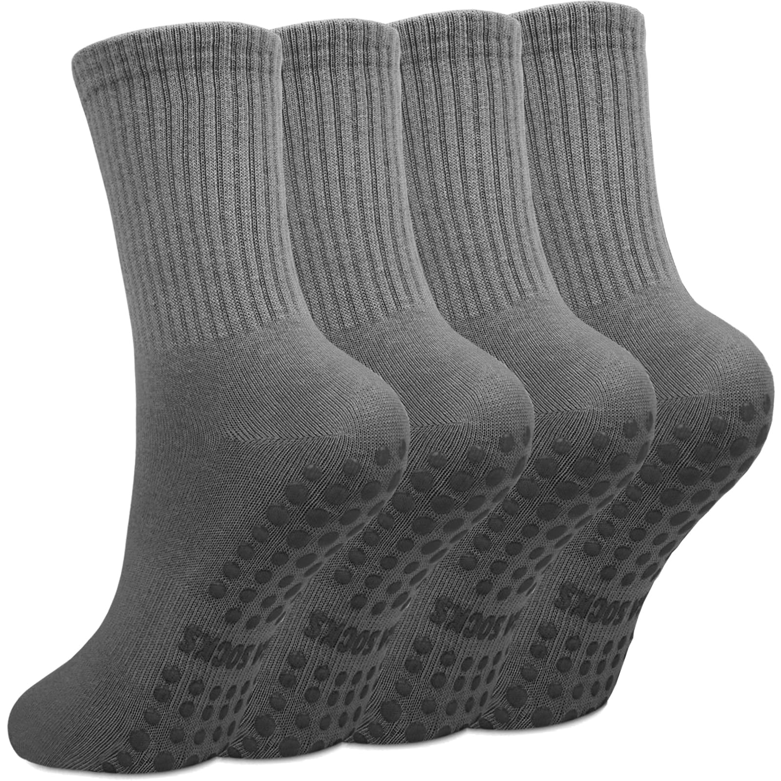 Yikki 4 Paar Pilates Socken Damen, Reformer-Yoga Socken | Rutschfeste weiche für Tanz, Fitness, Fitnessstudio, Ballett, Trampolin, Heim- und Krankenhaus, Einheitsgröße, 35-42