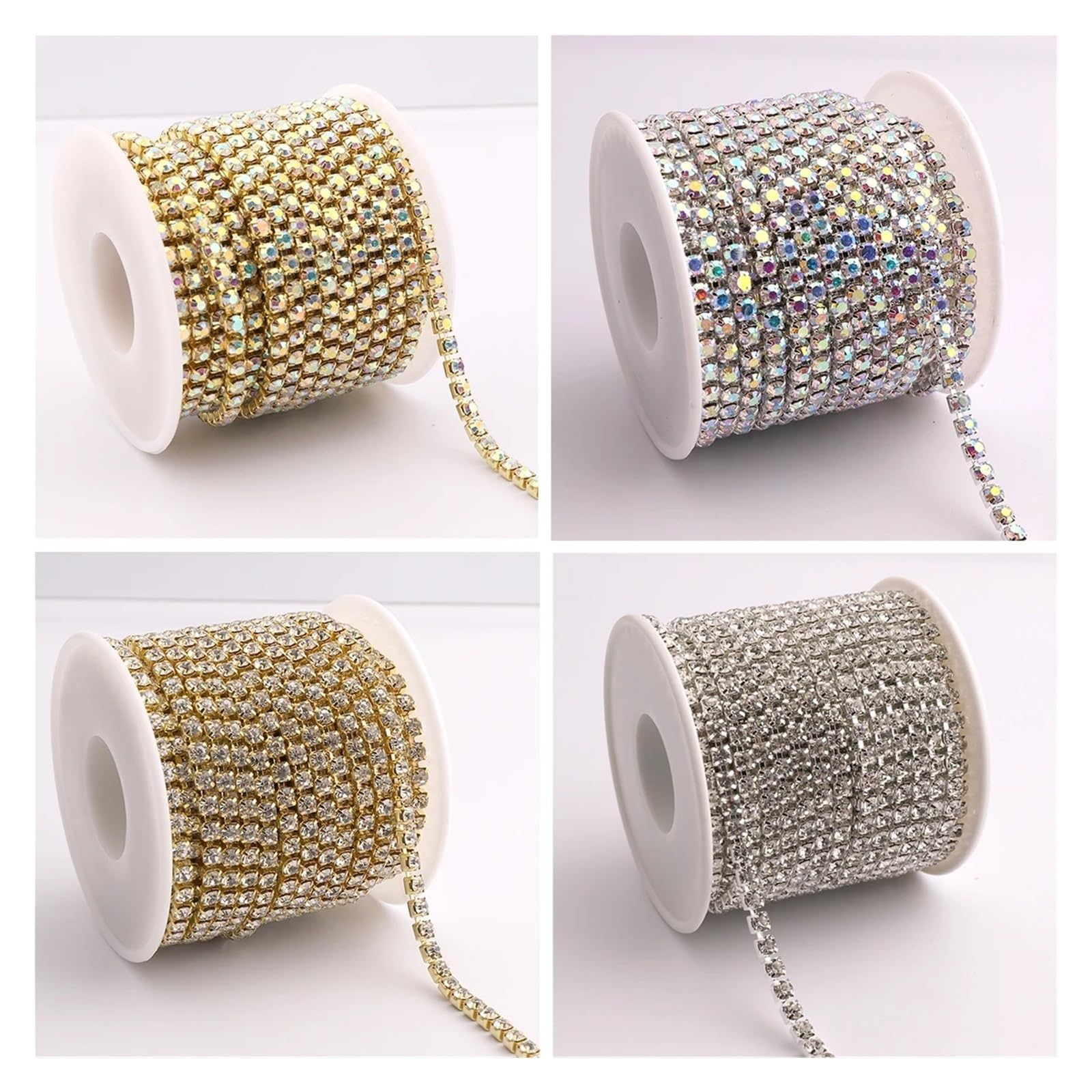 Catena con strass Catena con strass di cristallo lucido da 1/10 metri | Colla da cucire for vestiti, gioielli, accessori di abbigliamento, tazza(Aquamarine Crystal,10YARDS_4MM)
