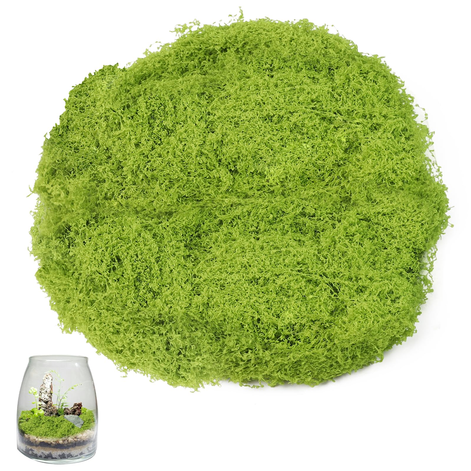 Hexizexi 100g Künstliches Moos Hellgrün Kunstmoos zum Dekorieren Kunstmoos zum Basteln Fake Moos Geeignet für Wand Hochzeit Festtagsdekorationen DIY Modellbau