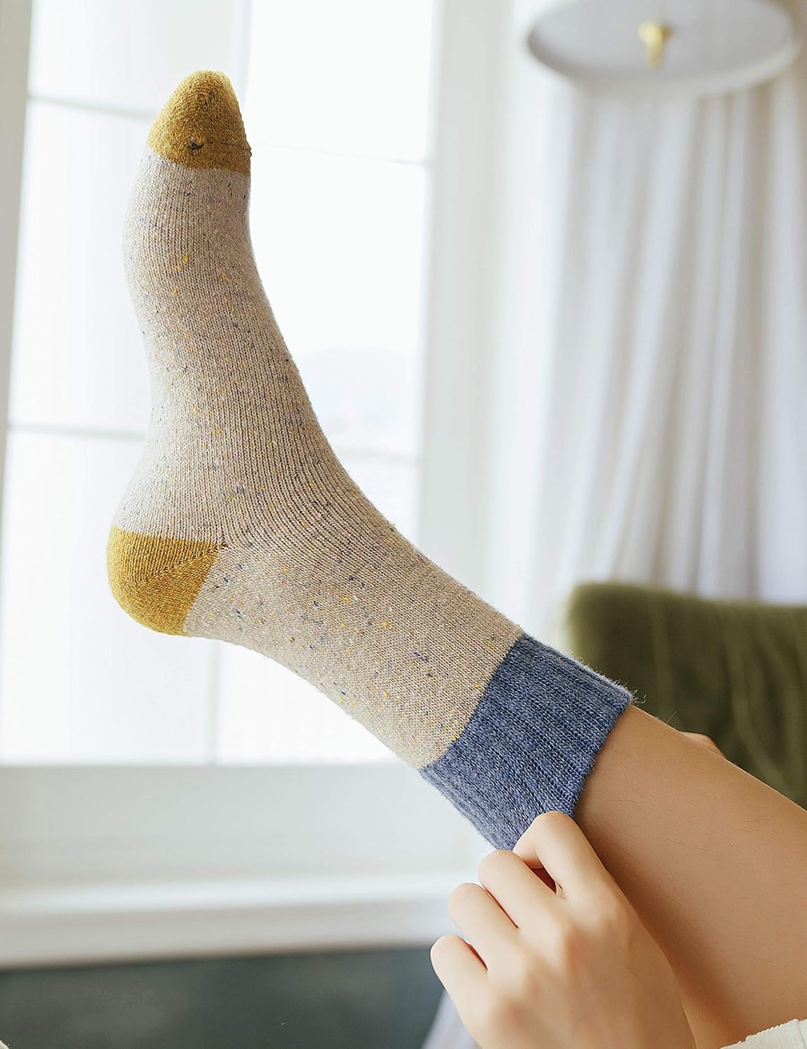 EBMORE 5 Pairs Women Merino Wool Boot Socks Warm Thermal Winter Thick Hiking Cozy Cabin Crew Comfy Socks for Ladies - Image 3