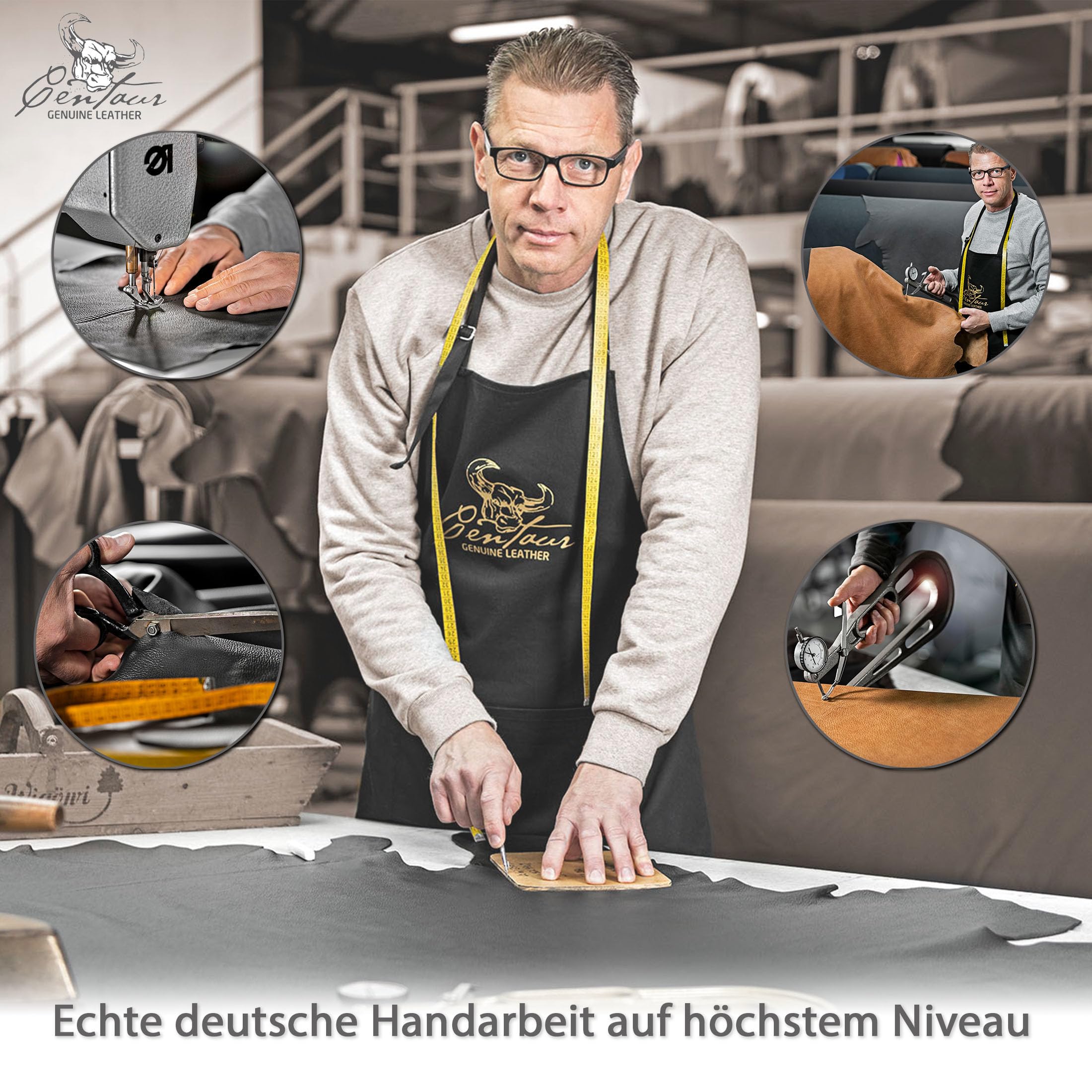 Centaur - Hochwertige Leder Schreibtischunterlage - Basaltgrau 40x60 cm - ideal für Büro und Zuhause - Pflegeleichte Schreibunterlage - Handmade in Germany