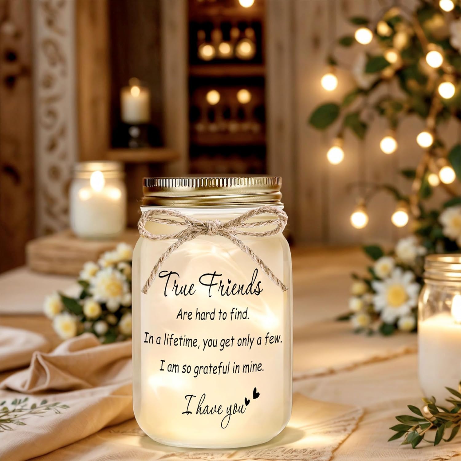 Best Friend Gift for Women - Mason Jar Night Light for Bestie,Christmas Thanksgiving Decor Birthday Gifts for Best Friend Woman - Image 4
