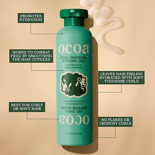 Miniatura 2 de OCOA Beauty Curl Defining Styling Gel con linaza, mantequilla de mango e hibisco  Hidrata, define y controla el encrespamiento para rizos suaves al