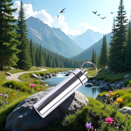 Miniatura 3 de Llavero pequeño de plata portátil, organizador de píldoras de aleación de aluminio, contenedor para bolso, pastillero de metal impermeable, botella