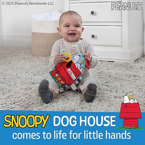 Kids Preferred Peanuts Plush and Sensory Crinkle Teether Toys for Newborn Baby Boys and Girls with On-The-Go Clip for Stroller and Car Seat, 10 inches