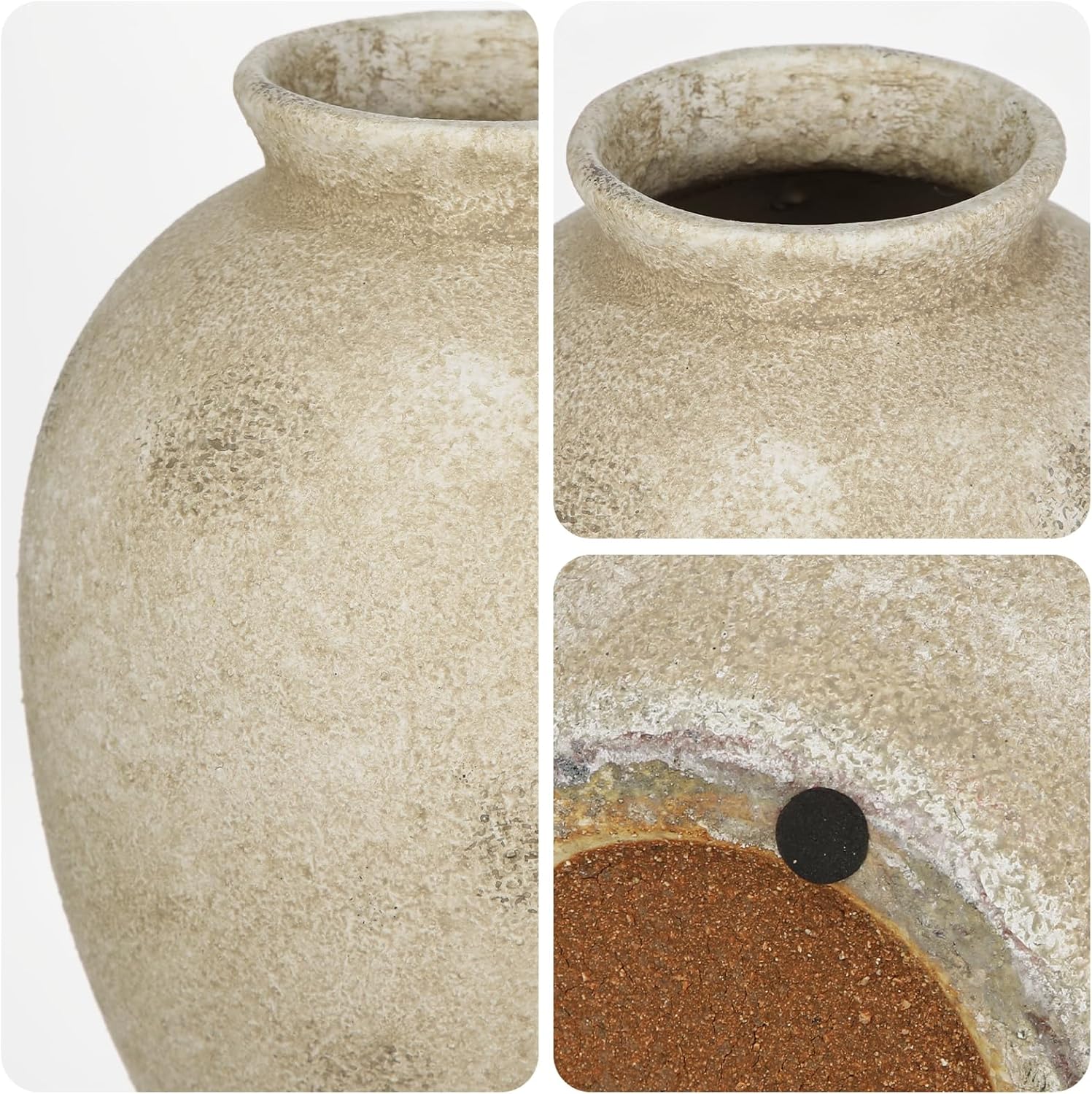 Large Rustic Ceramic Vase, 9.1 Inch Tall Farmhouse Vintage Flowers Vase, Decorative Terracotta Vases Antique Pottery Vases for Living Room Kitchen Mantel Entryway Table Centerpieces Shelf Decor - Image 6