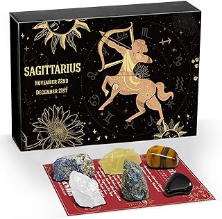 GXO BEAUTY Sagittarius Crystal Gift - Zodiac Sign Gemstones Set, 6 Pcs Astrology Healing Crystals Birthstone Kit with Horo...