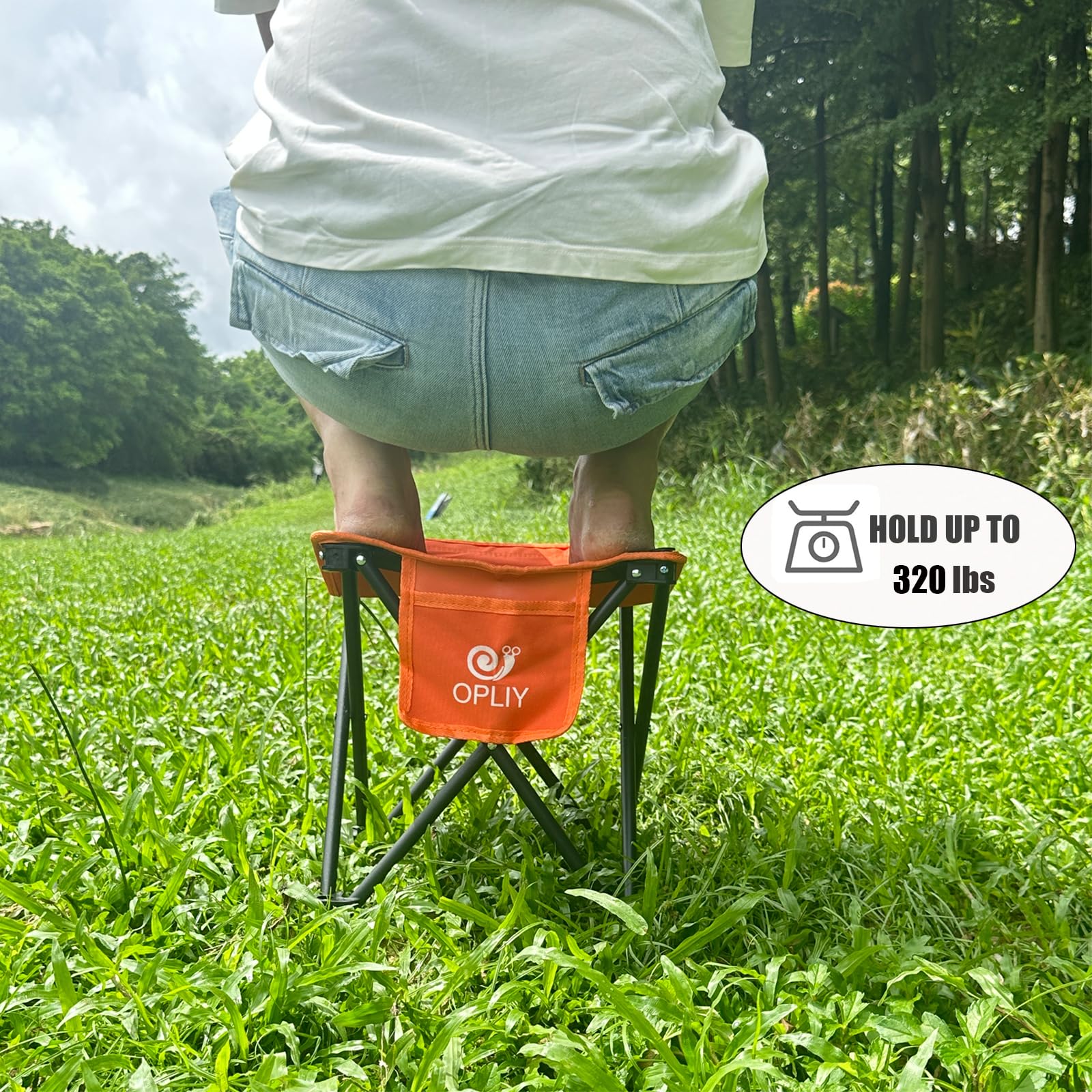 Taburete de camping, silla plegable portátil para camping, pesca, senderismo, jardinería y playa, asiento de camping con bolsa de transporte (naranja)