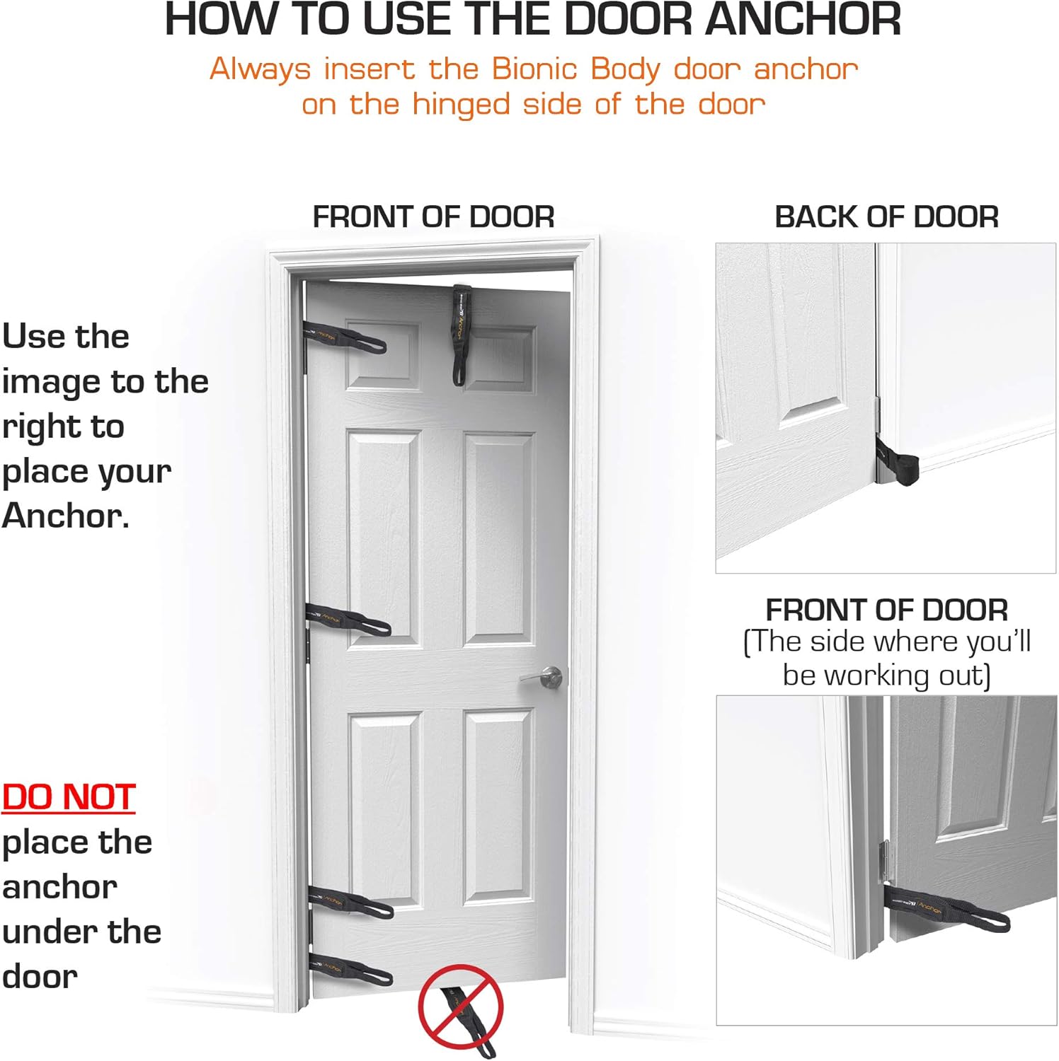 Bionic Body Resistance Band Door Anchor with Carabiner Clip Exercise Accessory Strap for Strength Training and Cardio Workout BBDA-010 : Sports & Outdoors