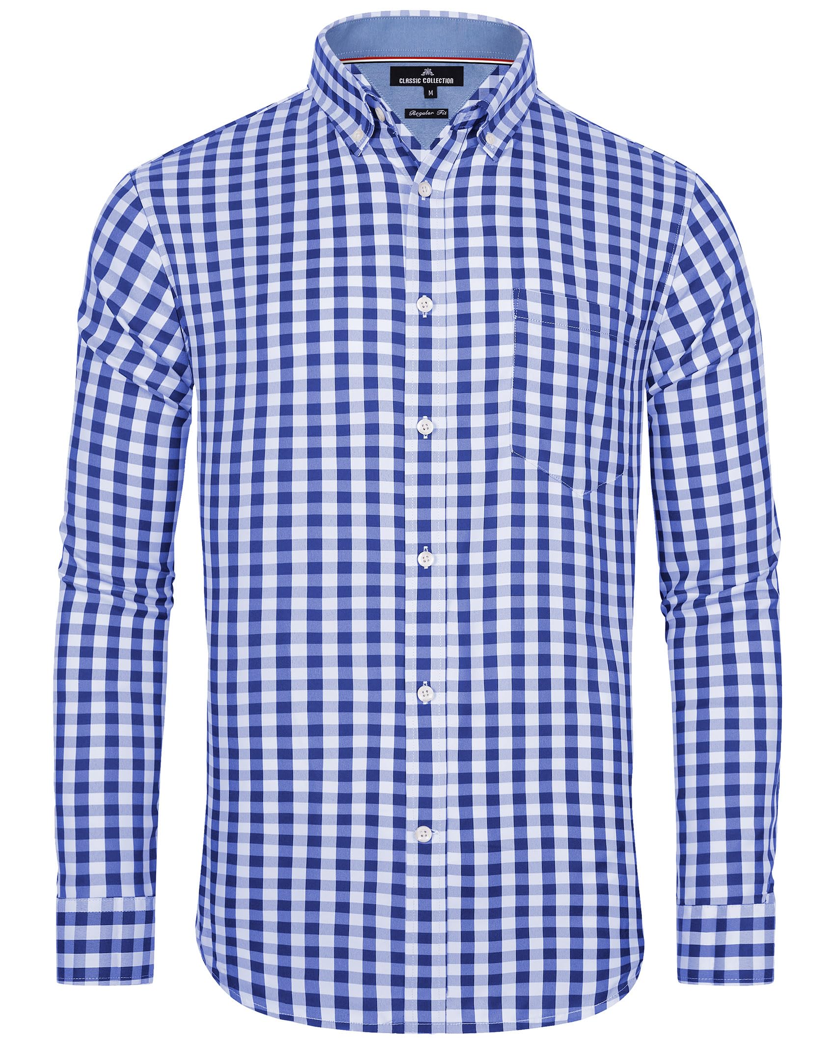 J.VER Herren Hemd Trachtenhemd Oktoberfest Kariertes Shirt Langarm Button Down Freizeithemd Regular Fit Karohemd mit Tasche