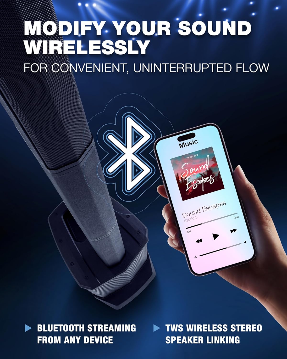 ALTO TS108C 600W Powered Column Array PA Speaker System with 3-Channel Digital Mixer, Bluetooth and App Control for Solo Musicians, Event DJs and Venues