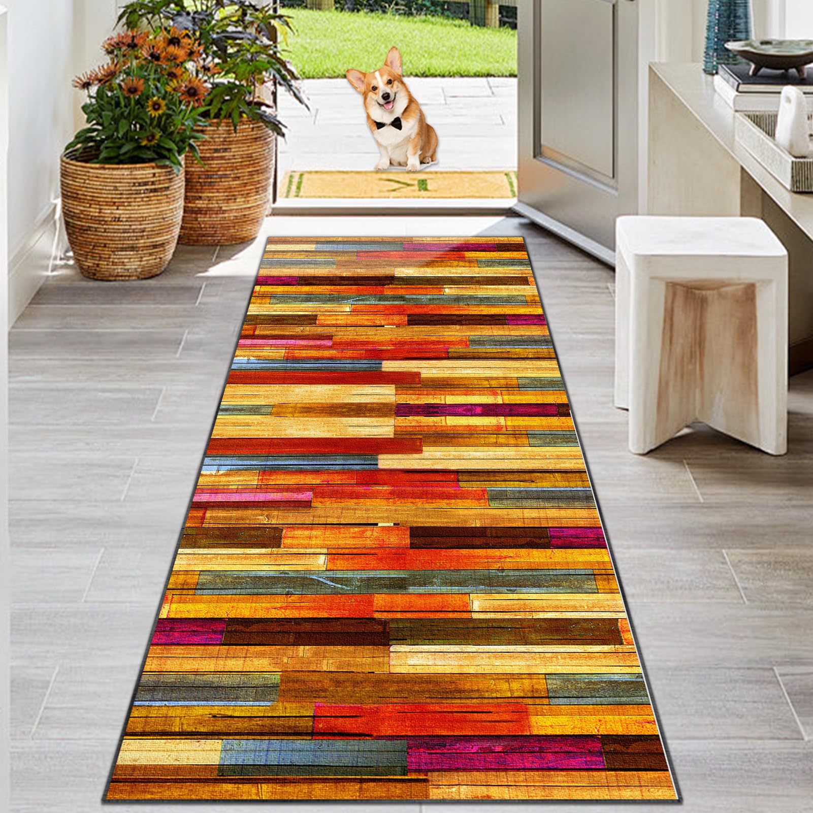 KwuSeug Carpet Runner For Hallways Extra Long Non Slip Back Floor Carpet Washable Rug Entrance Hall Stair Carpet Kitchen Floor Mats For Laundry Room Bathroom Living Room Entryway 40 x 350 cm