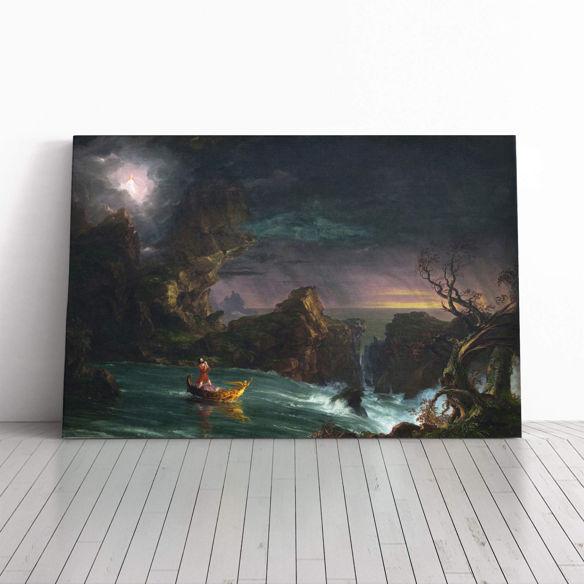 Thomas Cole The Voyage of Life Canvas Print | Gallery Wrapped 30mm Frame Wall Art | 30x20 inches | Ready to Hang | Modern Picture | Living Room Bedroom Lounge Office