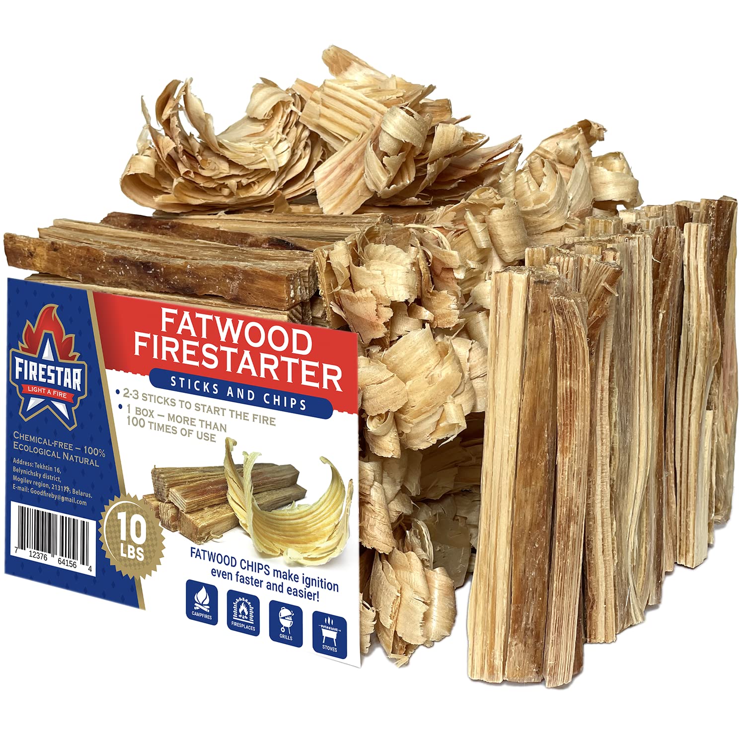 Buy Fire Starter wood Chips & Sticks 10 lbs Box of 250 Sticks