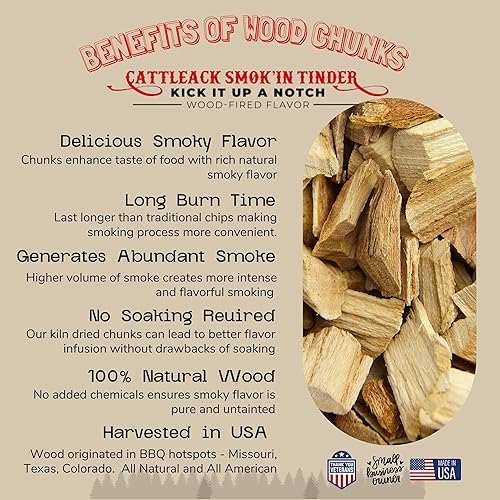 Vista 13 de Cattleack Smok'in Tinder Trozos de madera para ahumar carne, eleva tu barbacoa con trozos de parrilla de primera calidad, aproximadamente 10 libras