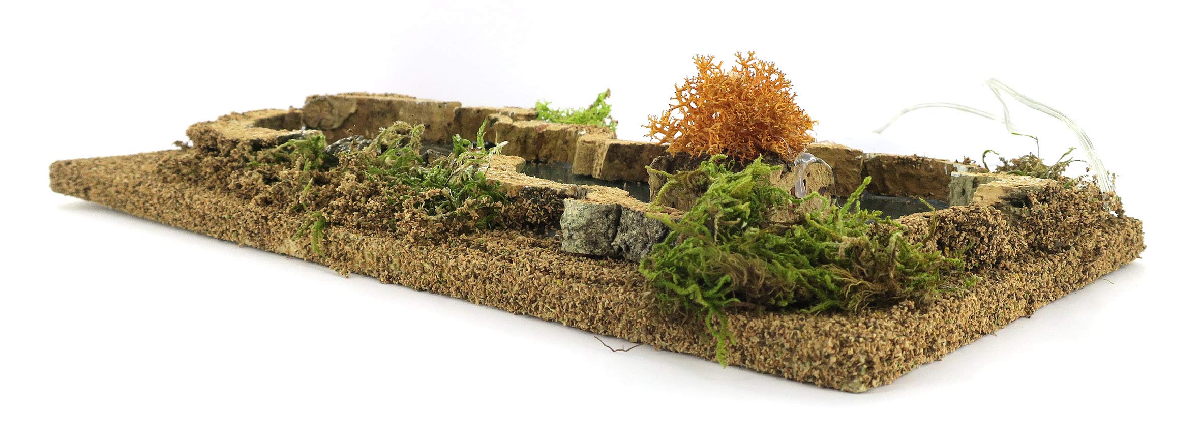 Laghetto Illuminato Per Presepe Ferrari & Arrighetti - Legno E Sughero, LED A Pile, 5x16x7 Cm - Foto 12