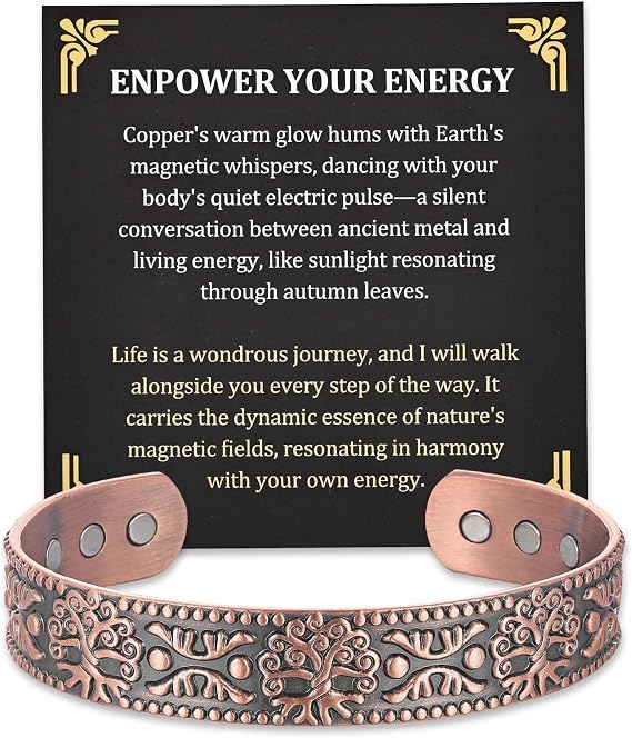 Copper Bracelet For Men, 99.99% Pure Copper Bracelet, 18X Enhanced Strength Magnetic With Neodymium Magnets