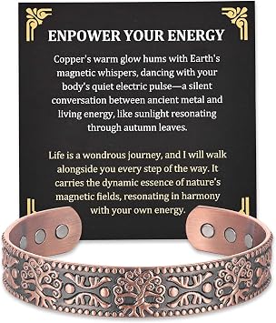Copper Bracelet for Men, 99.99% Pure Copper Bracelet, 18X Enhanced Strength Magnetic with Neodymium Magnets