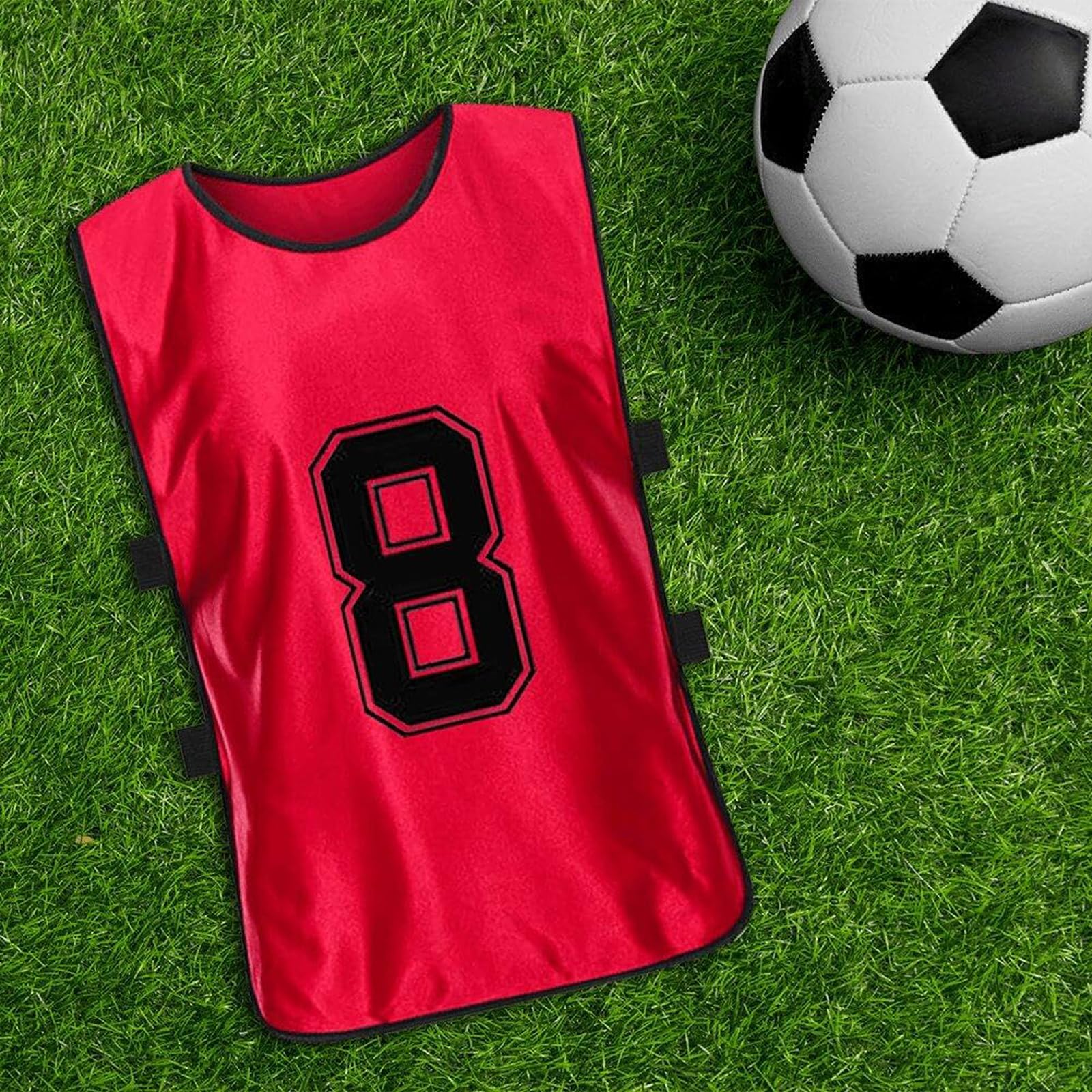 Set da 12 pezzi Gilet da Allenamento Calcio per juniores e Adulti Molti Colori Riutilizzabile Gilet da Allenamento Numerato Pettorine per allenamento a squadre per squadre di calcio e basket