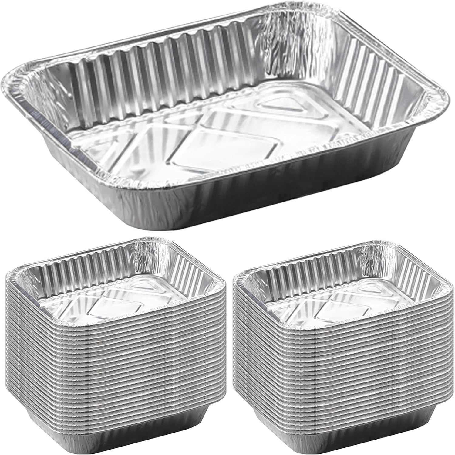 Sterno Aluminum Pans Half Size, 9x13, Disposable Foil Tray for Baking, Roasting, Chafing, & Steming (50pcs)
