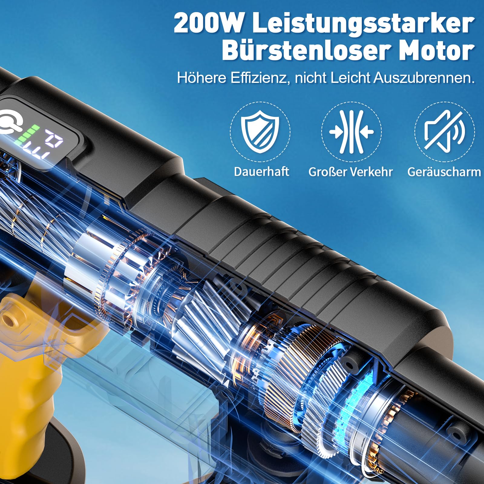 Akku Hochdruckreiniger für Makita 18V Akku, Mobile Reinigung und Bewässerung Druckreinigerpistole, Druckreiniger mit 6-IN-1 Düse [21V, 20 Bar, 4 L/min] für Auto, Garten (Ohne Akku)
