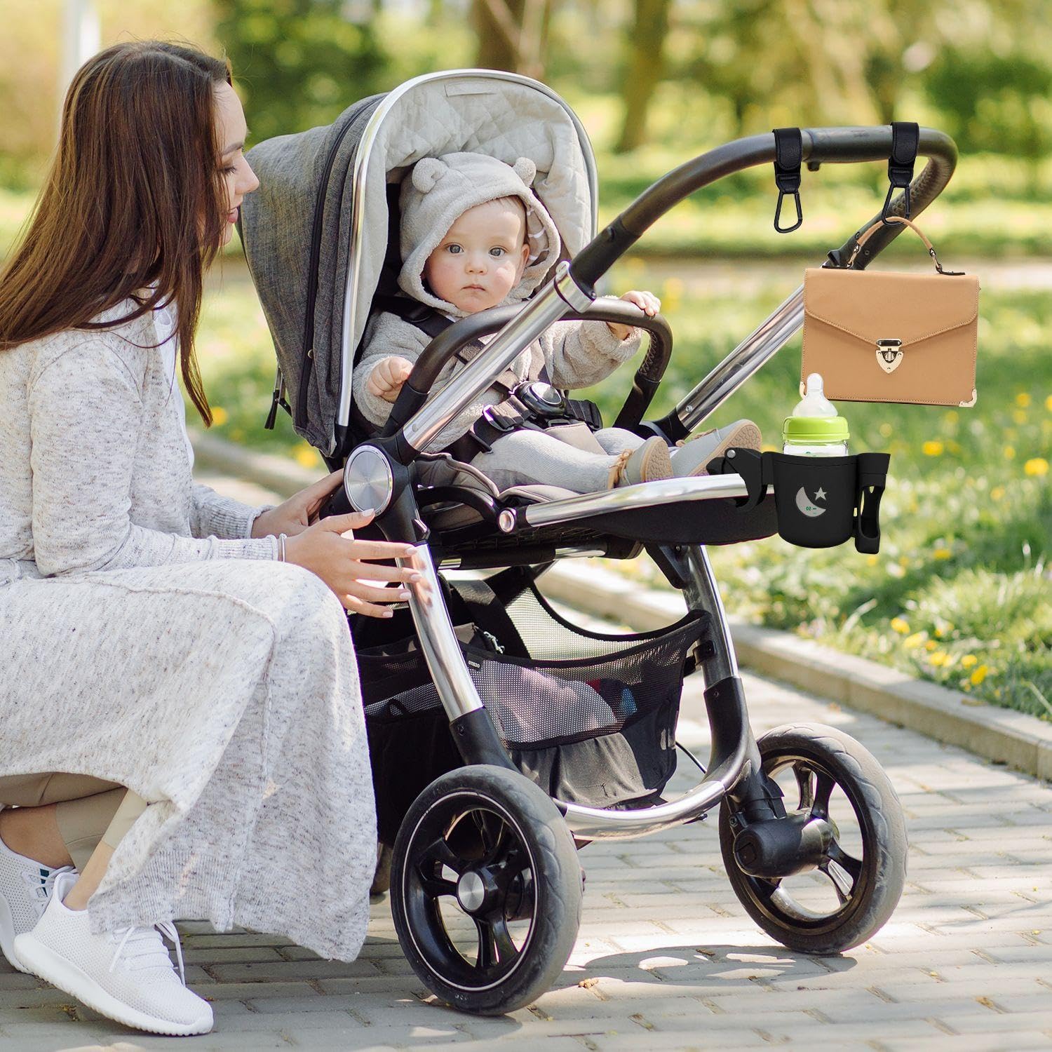 1 Pezzo Di Passeggino Supporto Di Tazza, 2 Pezzi Di Passeggino Gancio, 1 Pezzo Di Saliva Del Bambino Asciugamano, Neonato Bavaglino Impermeabile, Bambino Gita Forniture.