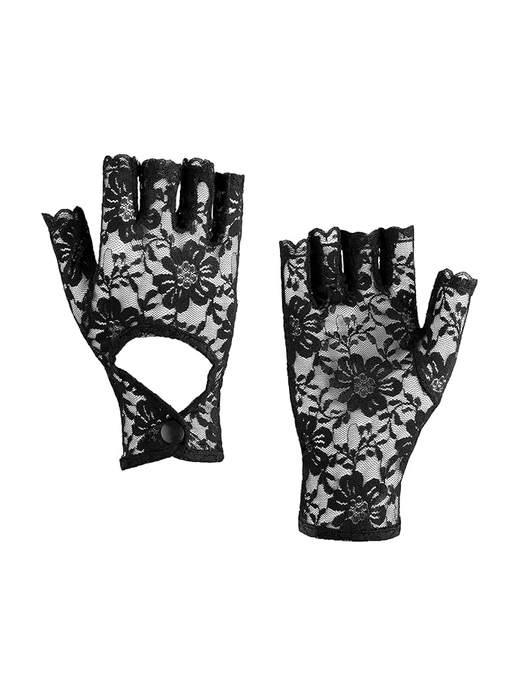 Amazon.com: Sacina Gothic Black Fingerless Lace Gloves