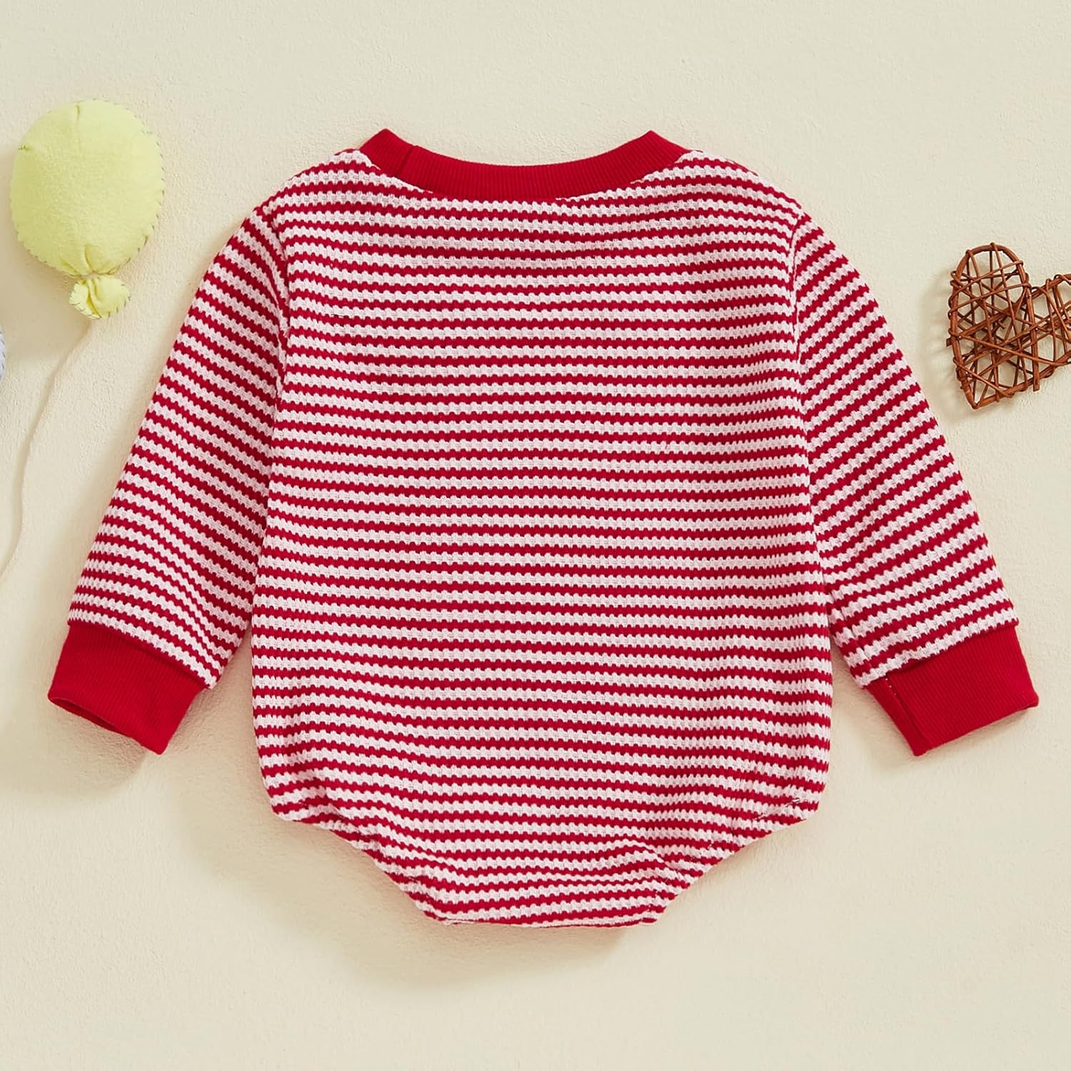 VISGOGO Baby Sweatshirt Romper Striped Heart/Clover Waffle St.Patrick Day Long Sleeve Irish Onesie Jumpsuits - Image 4