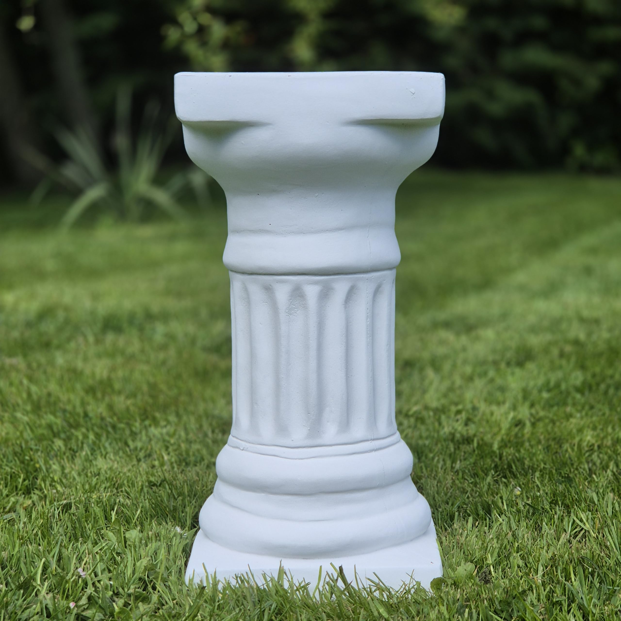 FABRIQ Doriische Colonne en pierre, blanche, hauteur 39 cm, surface au sol 18 x 18 cm, décoration de jardin, colonne de plantes, socle résistant aux intempéries