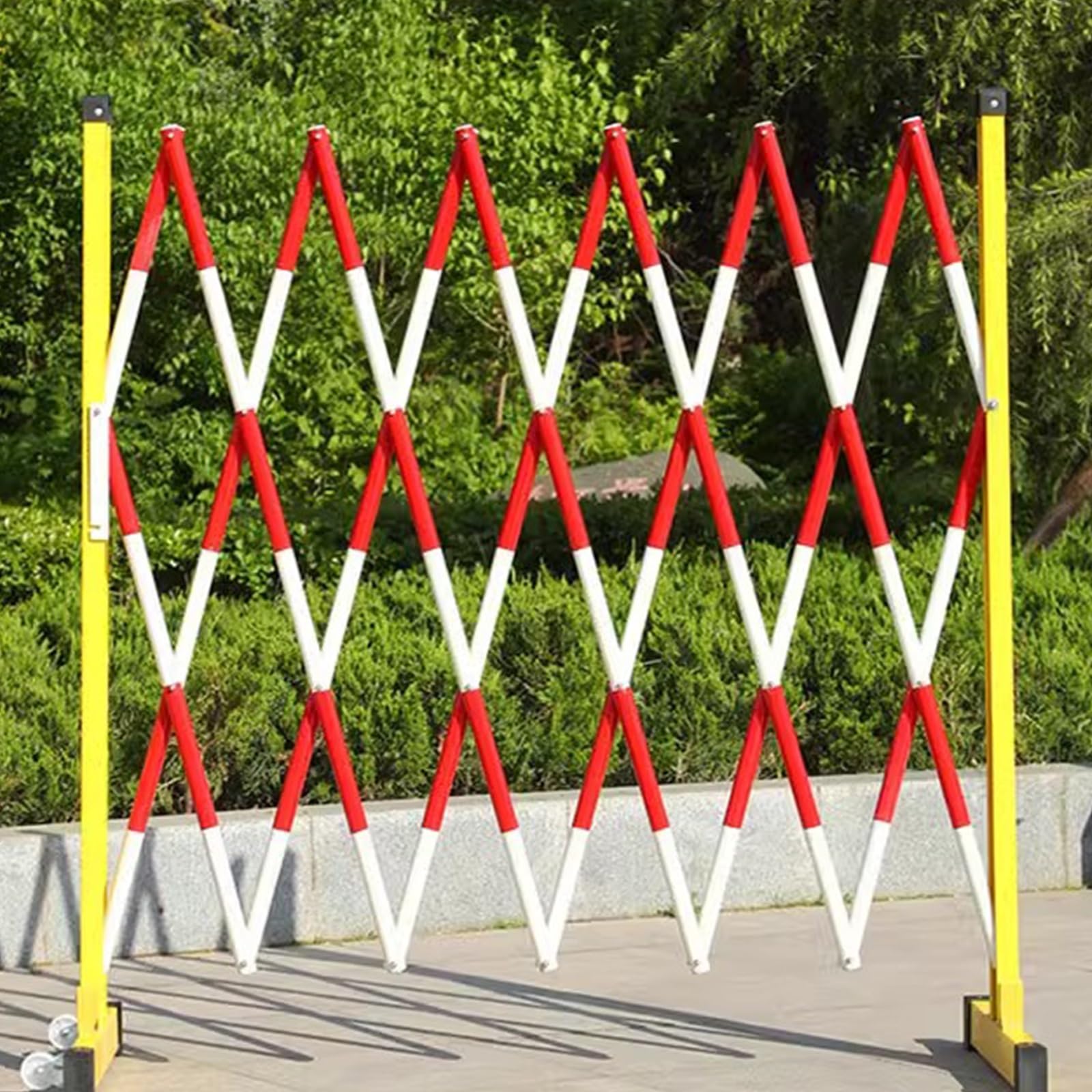 ASerZenith Expandable Mobile Barrier Traffic Fence, Industrial Expandable Metal Barricade Retractable Traffic Fence Adjustable Traffic Barricade Folding Security Gate,Red-1.2X2M