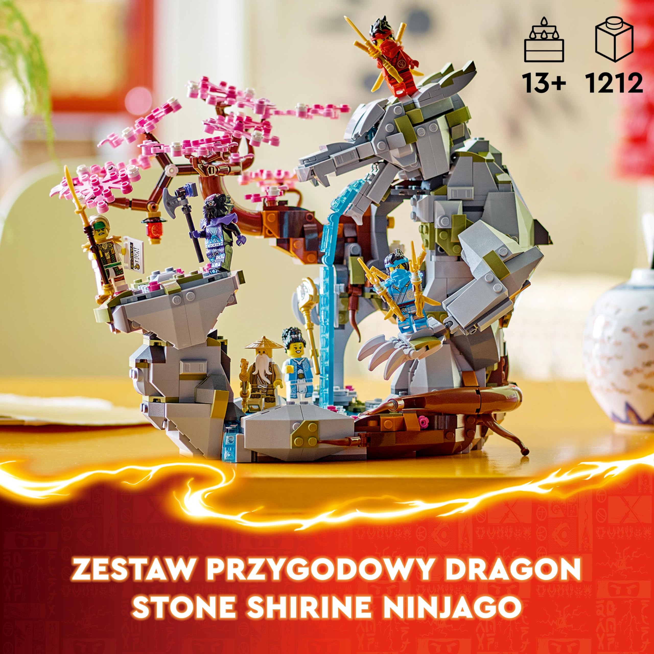 LEGO NINJAGO Świątynia Smoczego Kamienia, Zabawka Ninja dla 13-latka, Chłopców i Dziewczynek, Figurka Smoka do Zbudowania, Fajne Dekoracje do Pokoju Dziecięcego i Prezent dla Nastolatka, 71819