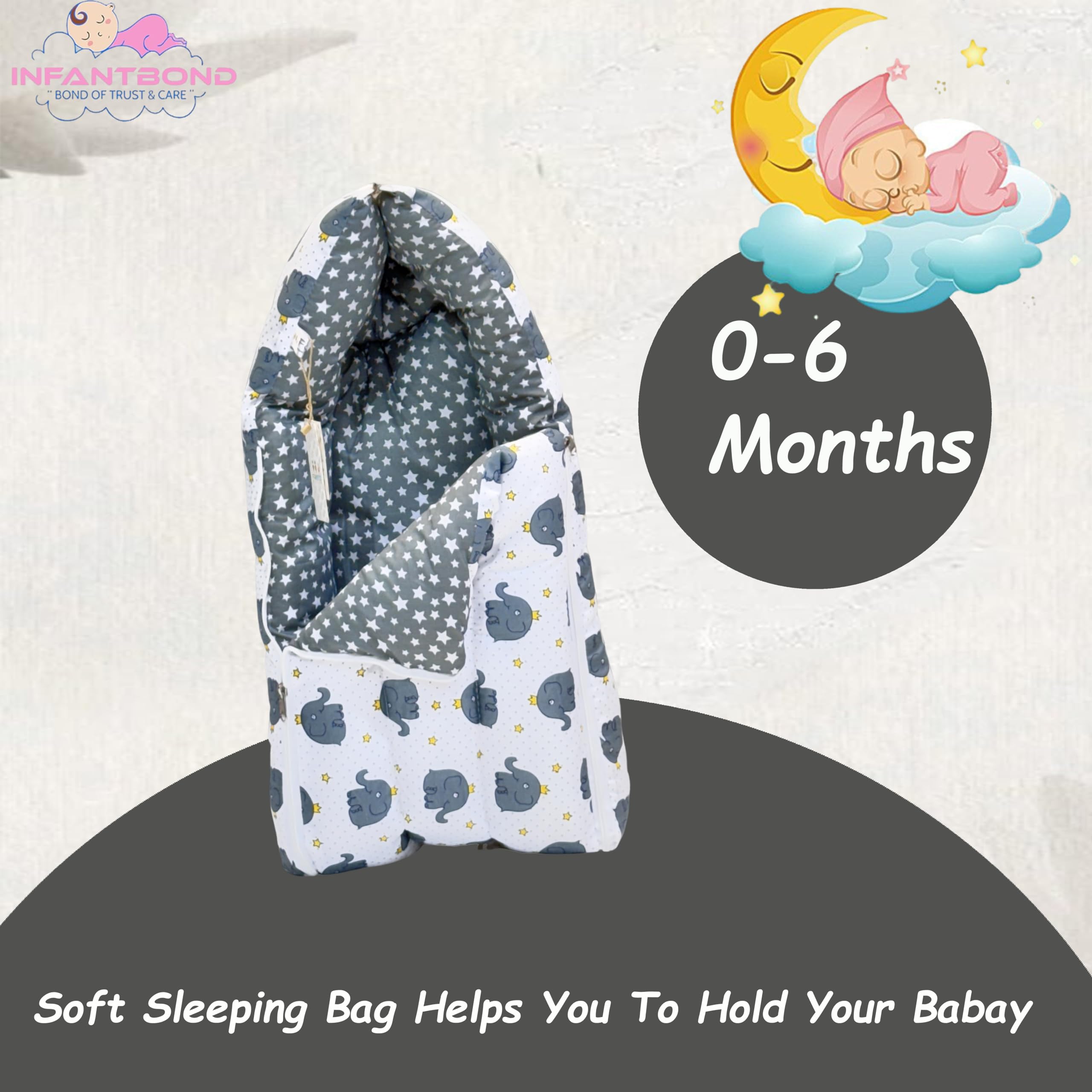 Infantbond Combo of Baby Bedding Set | Baby Bed | Newborn Baby Bedding All (0-6 Months) (Elephant) (3, Grey E) 2