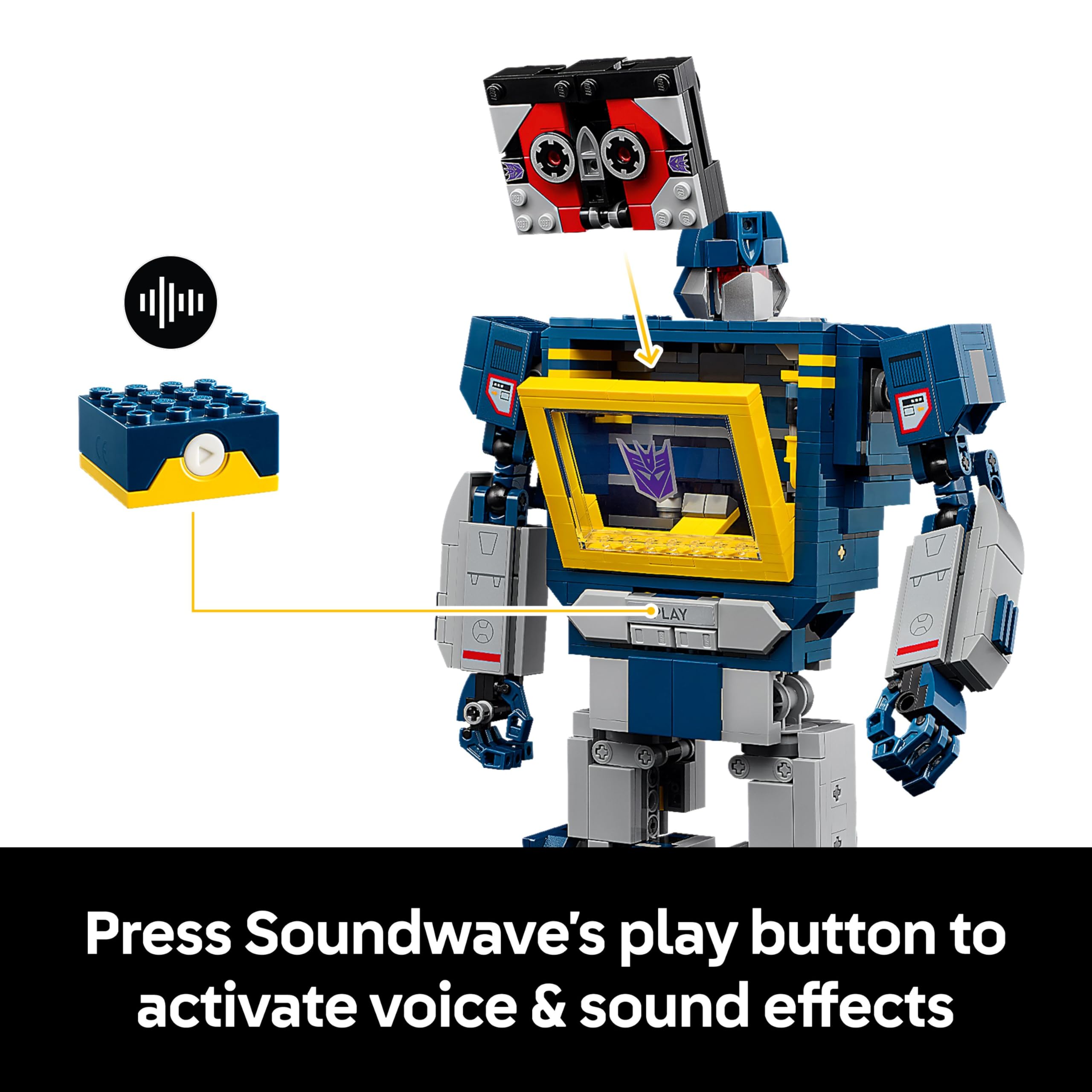 LEGO Icons Transformers: Soundwave Set for Adults, Display Model Kit with Convertible Figures incl. Laserbeak & Ravage - Image 4