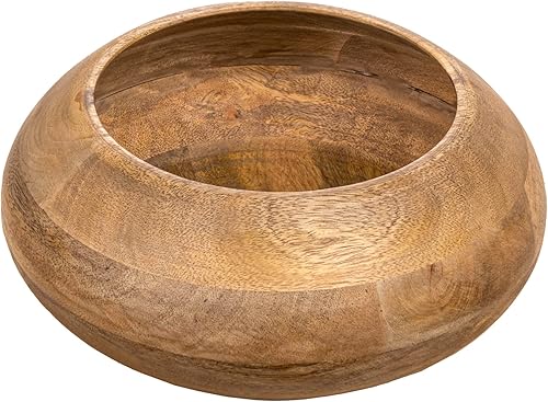 Bloomingville Cuenco redondo moderno de madera, acabado natural
