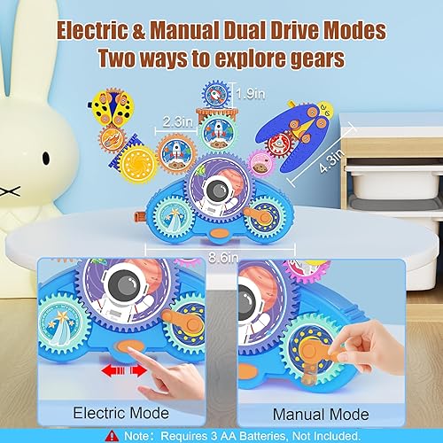 Miniatura 5 de STEM Gears Juguetes para niños a partir de 3 años, bloques de construcción de aprendizaje creativo, juego de 18 juguetes de construcción educativos,