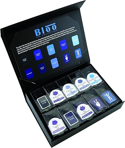 Monteverde USA - Juego de regalo de colección de tinta azul, 10 tintas únicas para pluma estilográfica, botellas de 30 ml, calidad premium