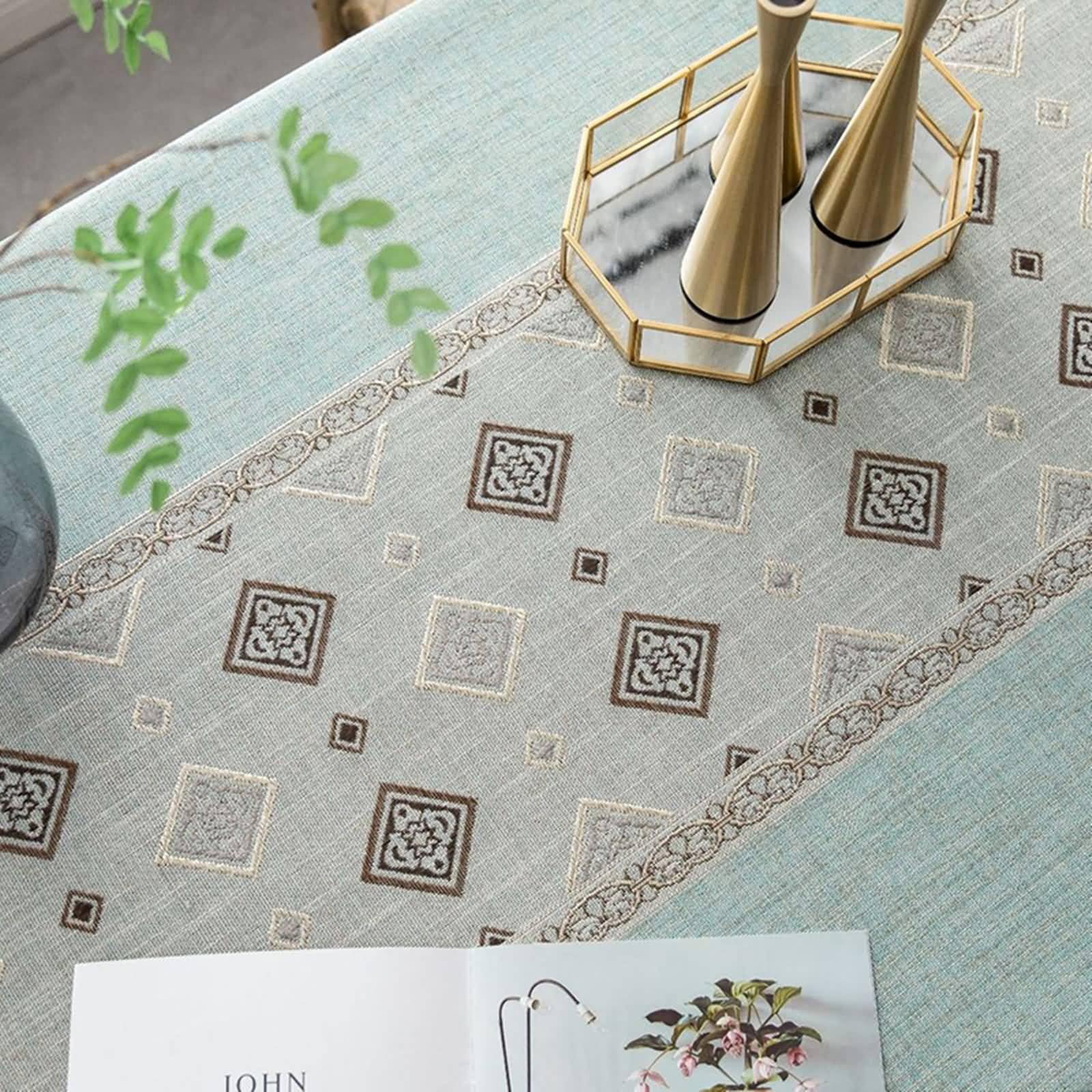 Tovaglia Da Tavola Elegante, Tovaglie 140 x 240 cm Motivo geometrico a reticolo patchwork con nappa in Poliestere Tovaglia per La Decorazione della Casa CucinaBlu