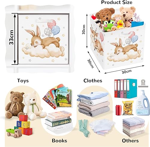 Miniatura 2 de Clastyle Juego de organizador de cubos de almacenamiento de animales de ensueño para niños, diseño de nubes, globos, armario, ropa, cubo de
