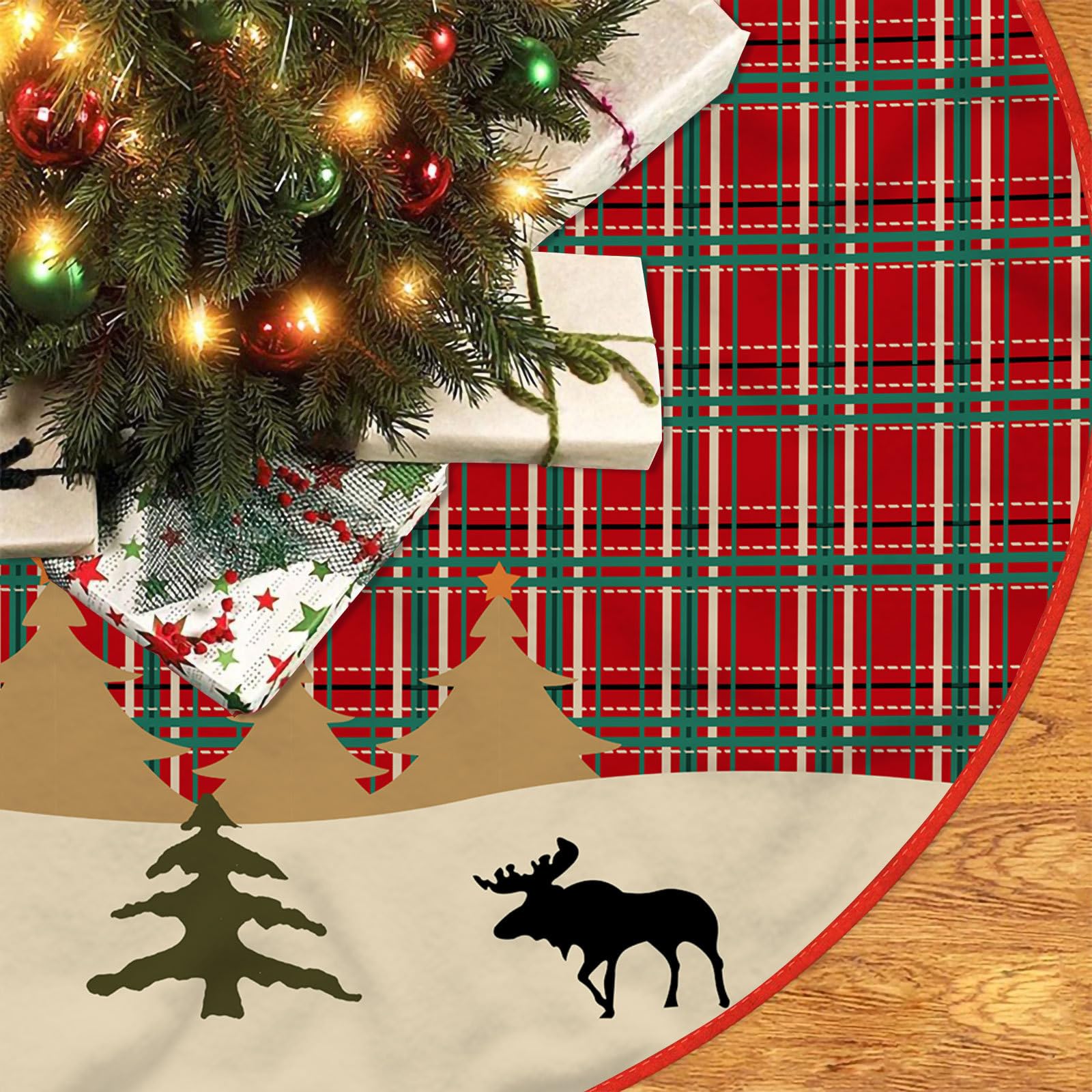Chickwin Gonna Per Albero Di Natale In Peluche Morbido – Tappeto Copribase Rotondo 90cm, Tema Famiglia Di Natale, Con Decorazioni Regalo - 3